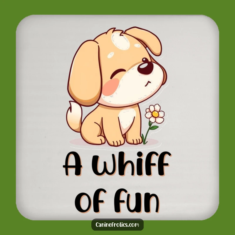 Funny Dog Drink Coaster: Curious Sniffer, Tail Wagging Flower, Protect Your Table