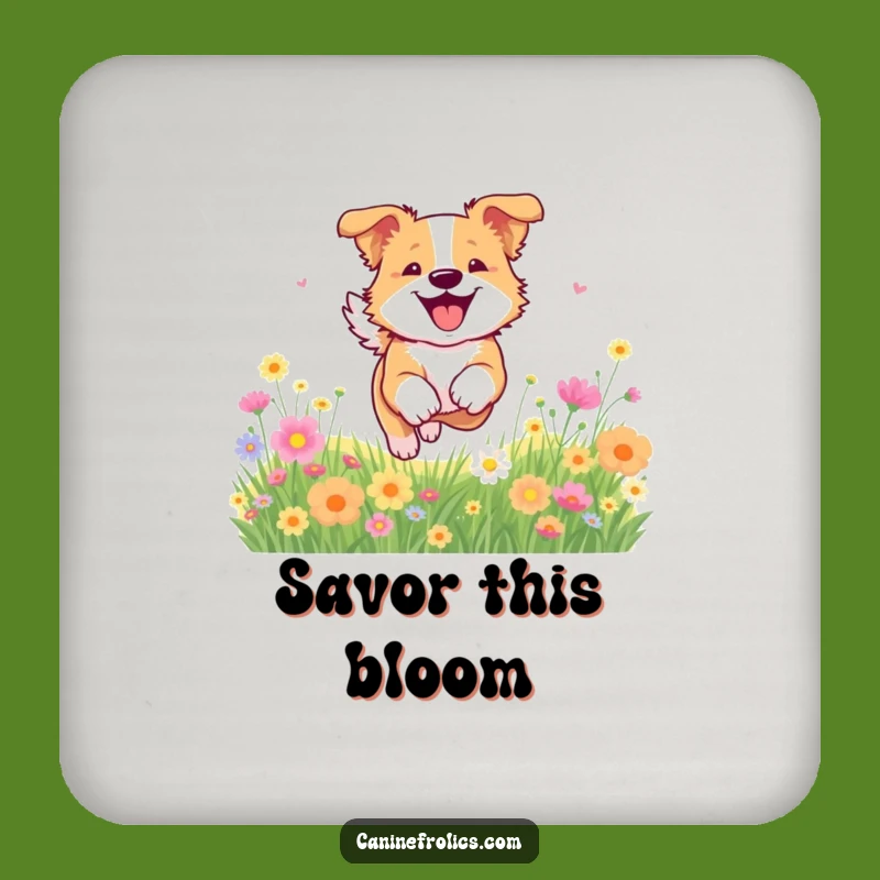 Funny Dog Flower Coaster: Joyful Bounding Gift