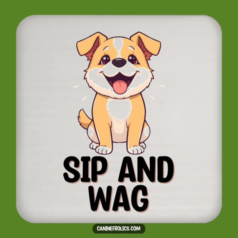Funny Dog Wag Coaster - Enthusiastic Pooch Table Protector Gift