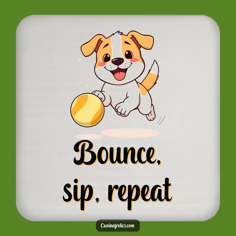 Funny Drink Coaster - Dog Chasing Ball for Playful Protection