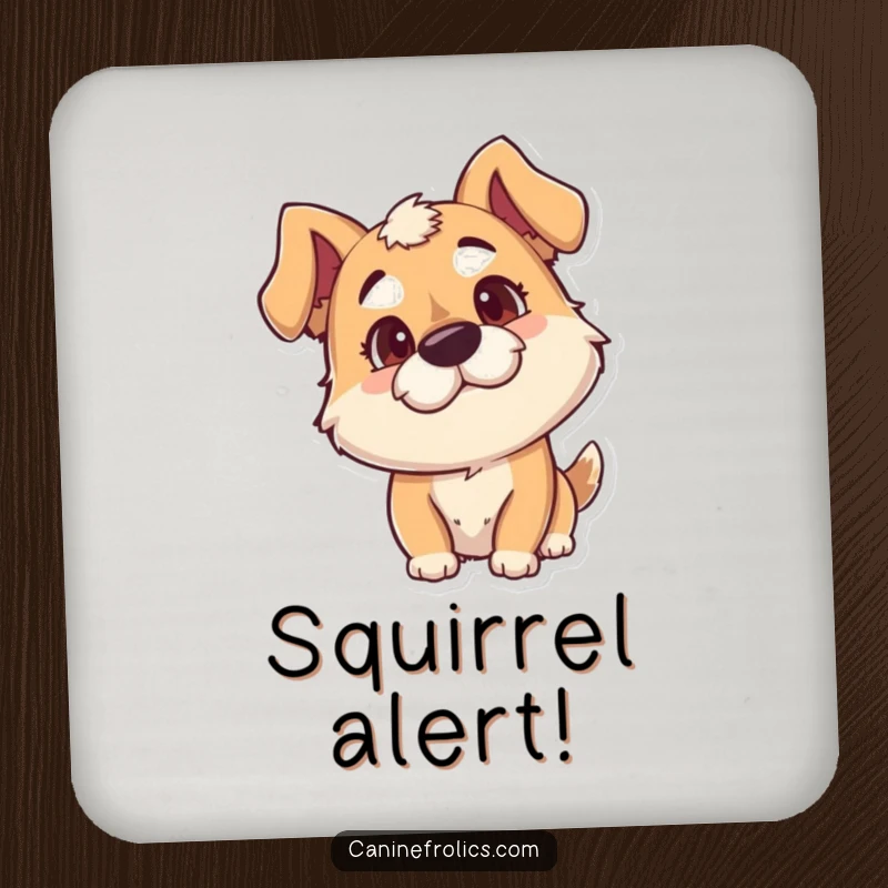 Funny Dog Drink Coaster: Goofy dog character with a curious head cock, protecting surfaces with playful charm.