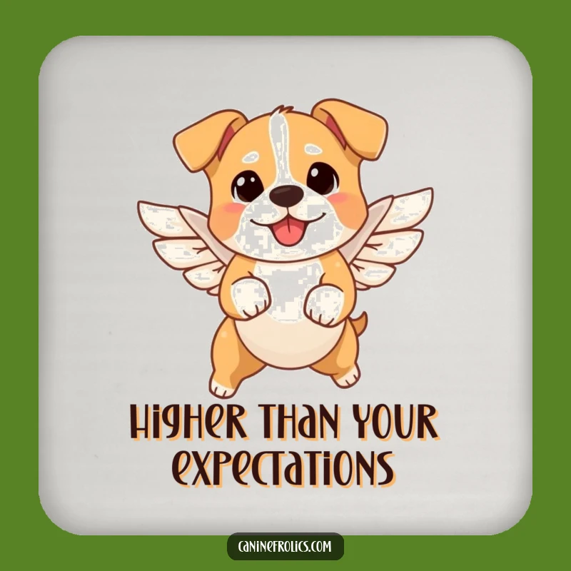Funny Angel Dog Coaster - Protects Surfaces with Flying Pup Humor