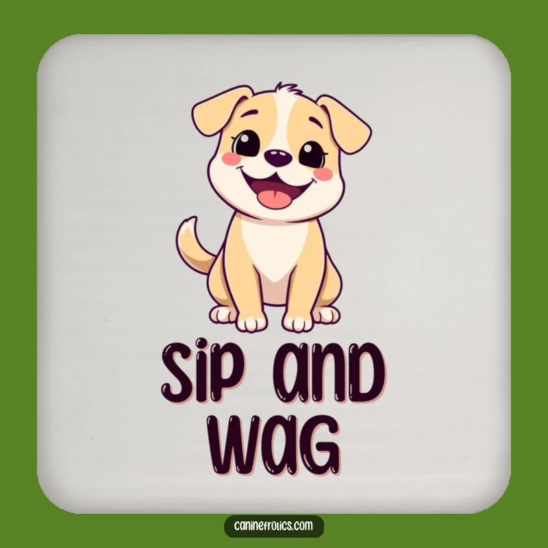 Funny Happy Grin Dog Coaster A Tiny Funny Gift To Protect Surfaces