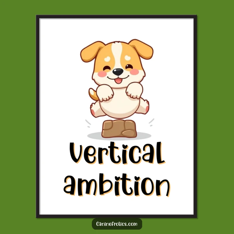 Funny Dog Leaping Poster: Vibrant Canine Jump Art Print, Hilarious Funny Gift for Decor