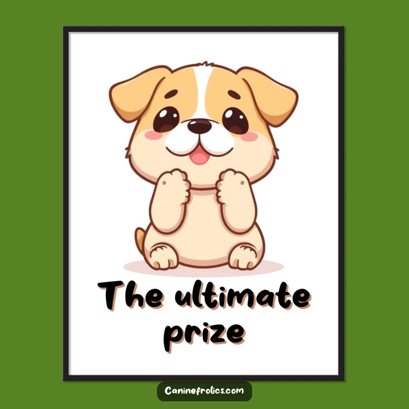 Funny Dog Treat Poster: Paws Up Joyful Art Gift