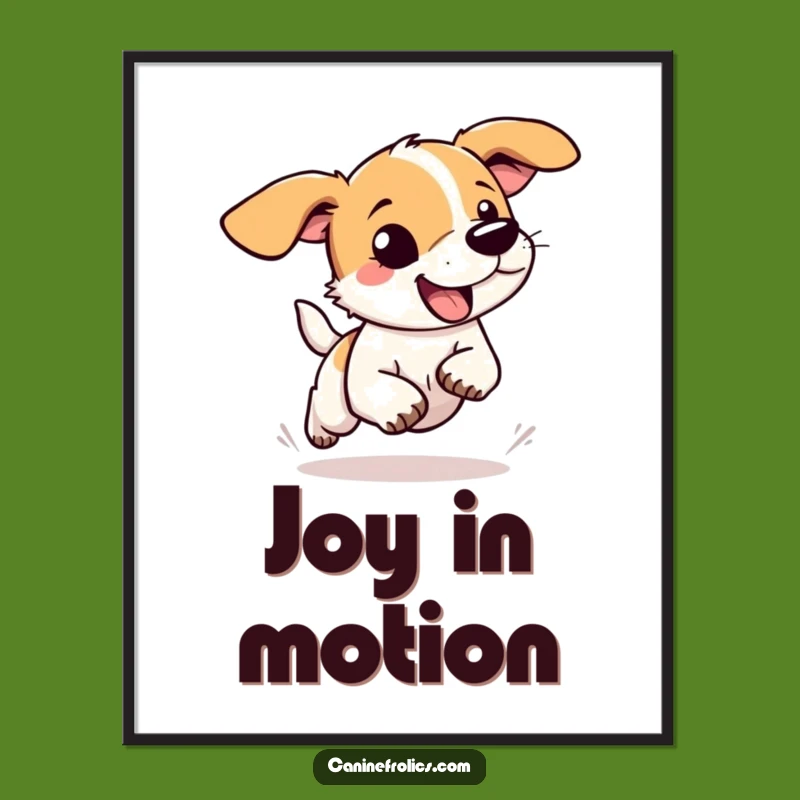 Funny Floppy Ear Dog Poster - Goofy Running Pup Art Print