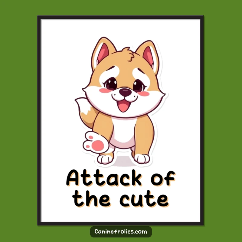 Funny Pounce Dog Poster - Energetic Canine Wall Art Gift