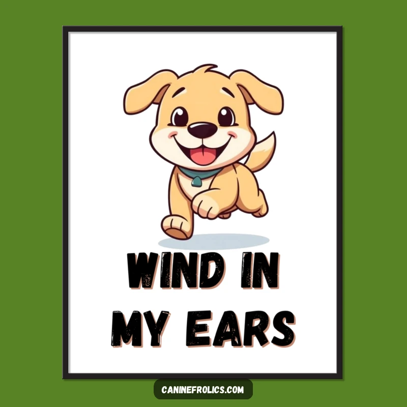 Funny Running Dog Poster - Dynamic Wall Art for Joyful Dog Lovers