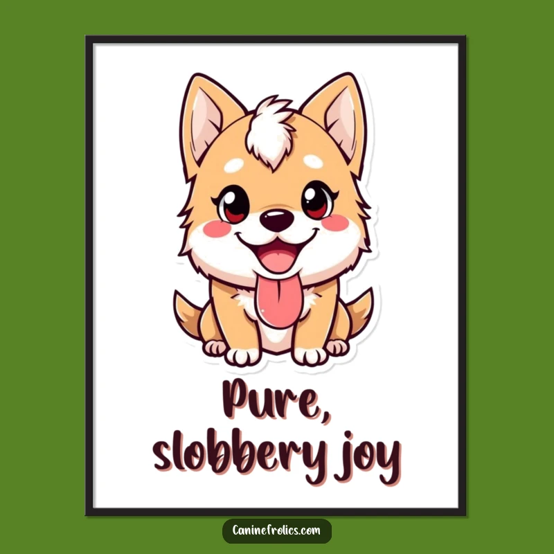 Funny Wall Art - Happy Dog Tongue Lolling Out Poster for Cheerful Decor