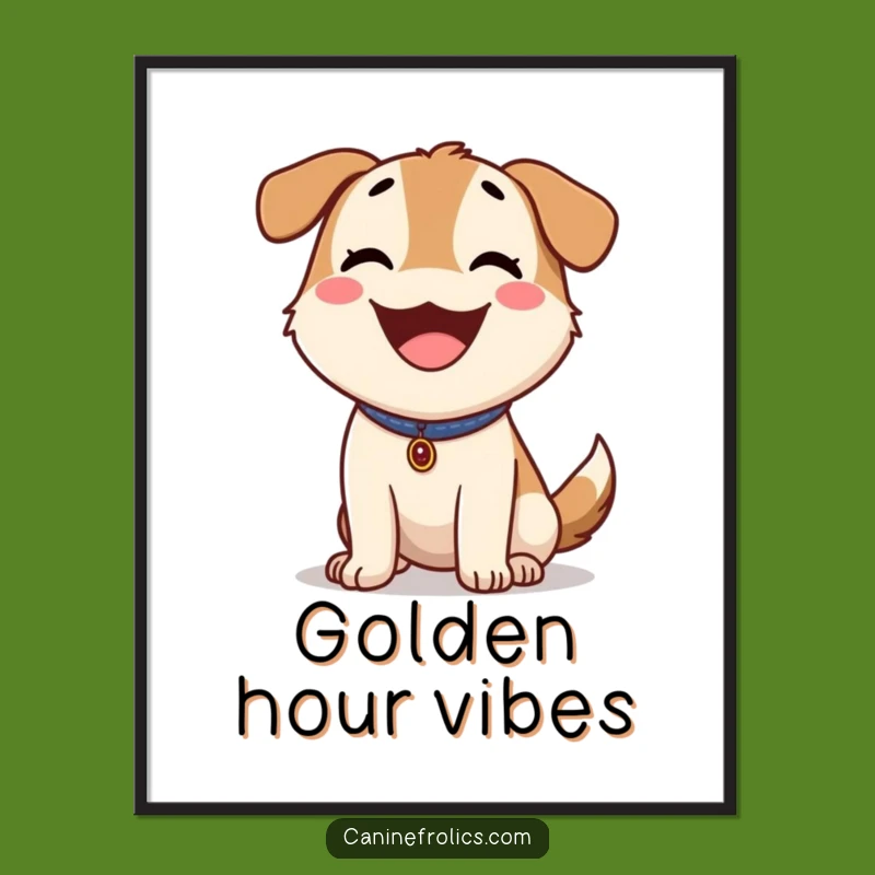 Funny Happy Dog Panting Poster: Outdoor Joy Art, Decorative Funny Gift