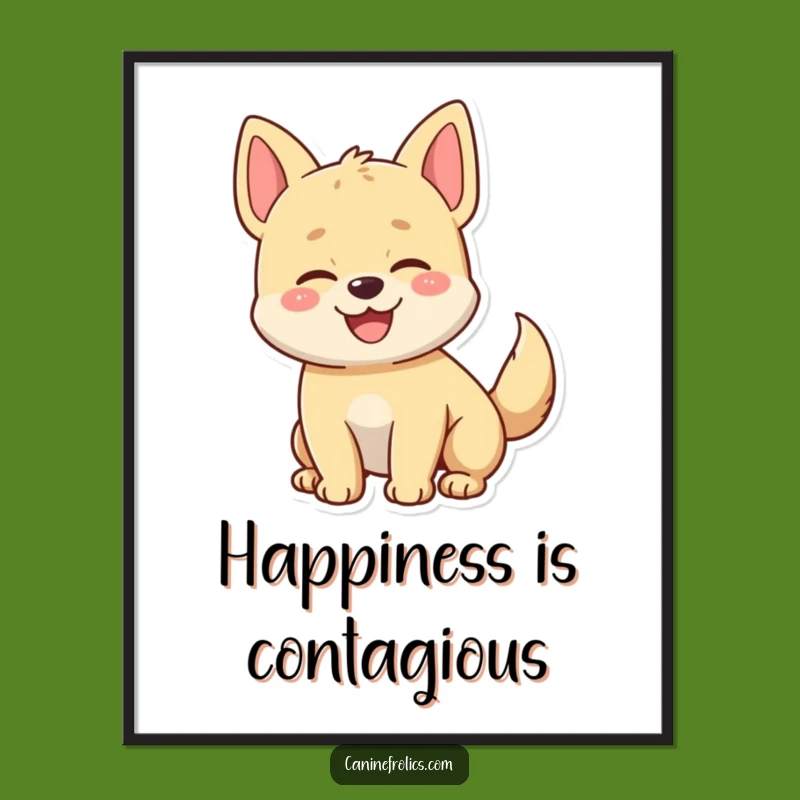 Funny Happy Dog Tail Wagging Poster - Animated Wall Art for Dog Lovers