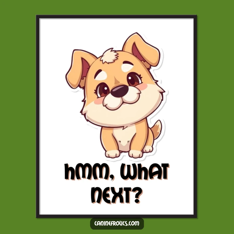 Funny Goofy Dog Poster: Playful Canine Curiosity Art, Charming Funny Gift Decor