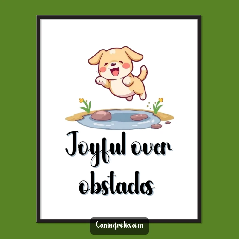 Funny Dog Puddle Leap Poster: Bring Joyful Vibes to Your Walls!
