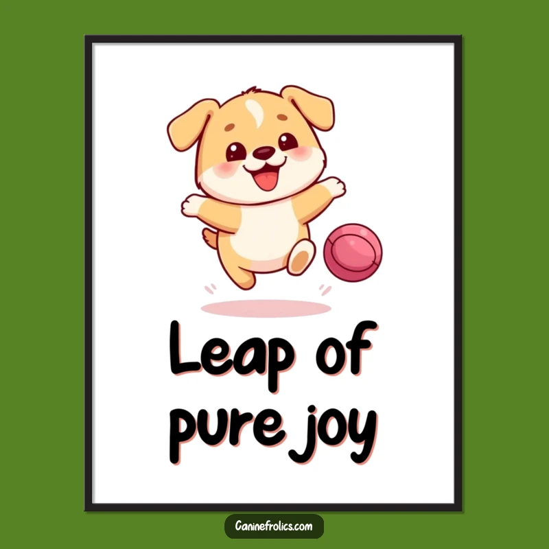 Funny Dog Poster: Joyful Pup Leaping - Vibrant Wall Art for Dog Lovers