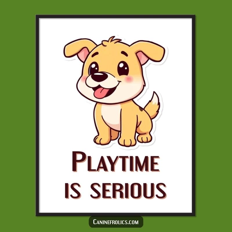 Funny Playful Dog Pounce Poster: Energetic Art, Decorative Funny Gift