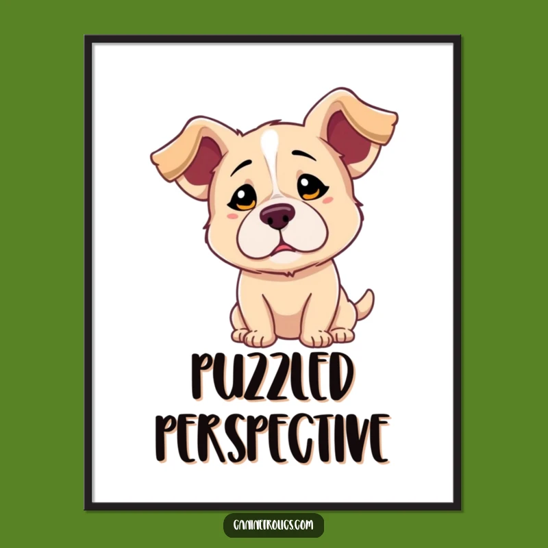 Funny Dog Confused Poster: Vibrant Floppy Ears Art Print, Hilarious Funny Gift for Walls