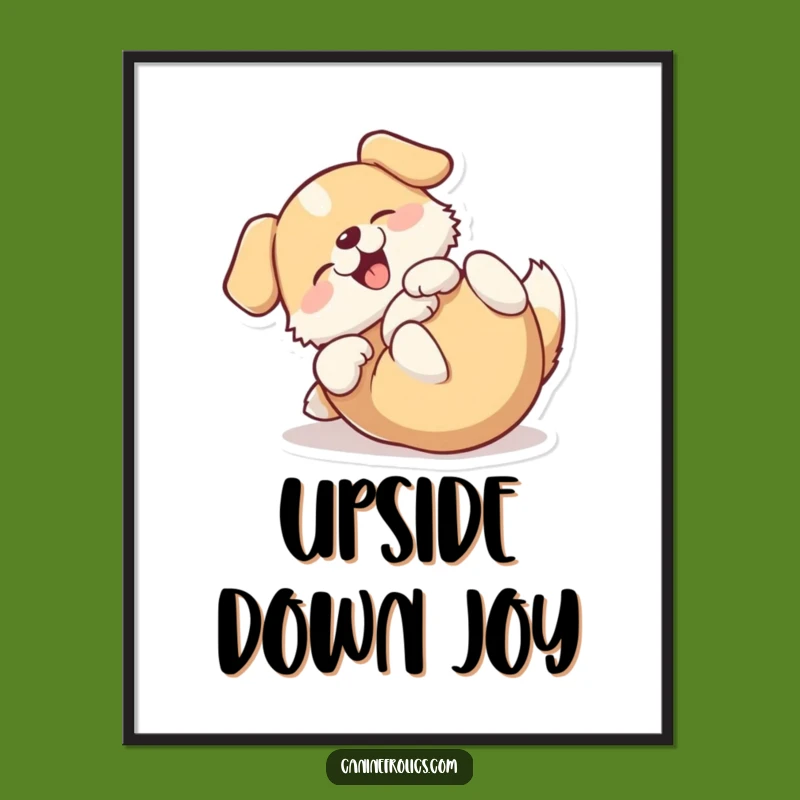 Funny Rolling Dog Poster - Happy Back Roller Wall Art Gift