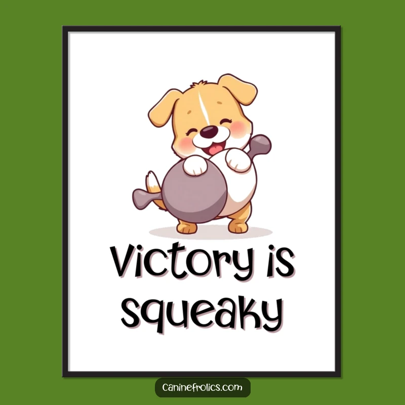 Funny Dog Wrestling Squeaky Toy Poster: Hilarious Wall Art, Ideal Funny Gift
