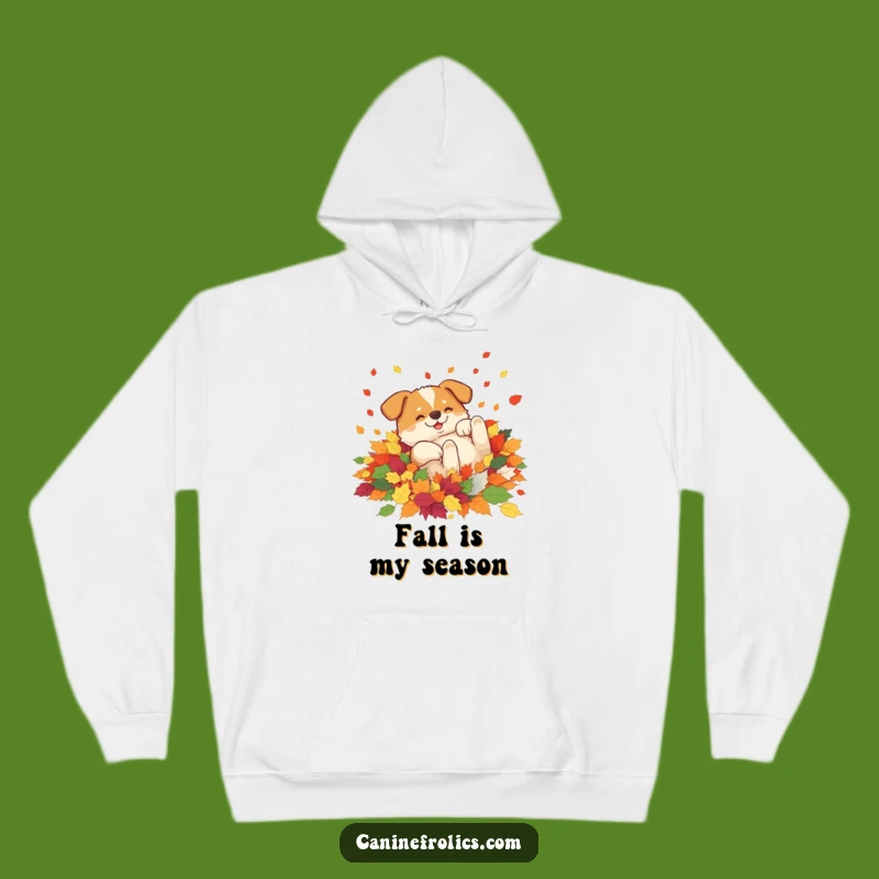 Funny Rolling Dog Leaves Hoodie: Cozy Fall Vibes, Warm Humorous Gift