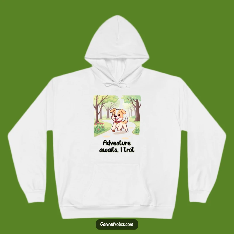 Funny Dog Hoodie: Bouncy Pup Trotting Park Path, Cozy & Hilarious Gift