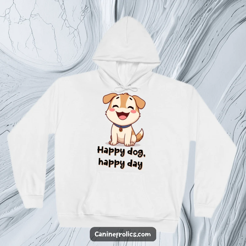 Funny Dog Hoodie: Happy dog panting with tongue out, enjoying a sunny day, perfect for cozy, cheerful wear.