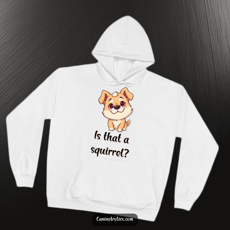Funny Dog Hoodie: Goofy dog character with a curious head-cock, radiating adorable playfulness, designed for cozy, humorous wear.
