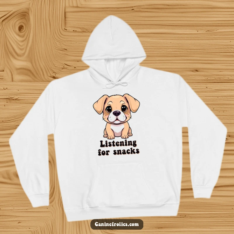 Funny hoodie depicting a dog with prominent, forward-flopped ears and an inquisitive gaze, inviting contemplation and warmth.