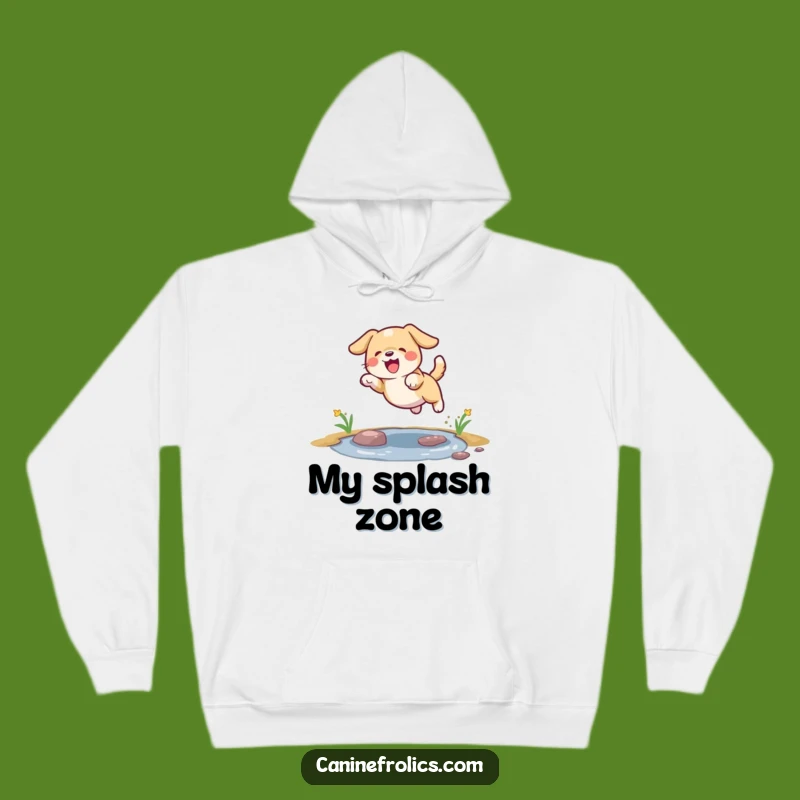 Cozy Funny Dog Puddle Leap Hoodie: Stay Warm and Cheerful!