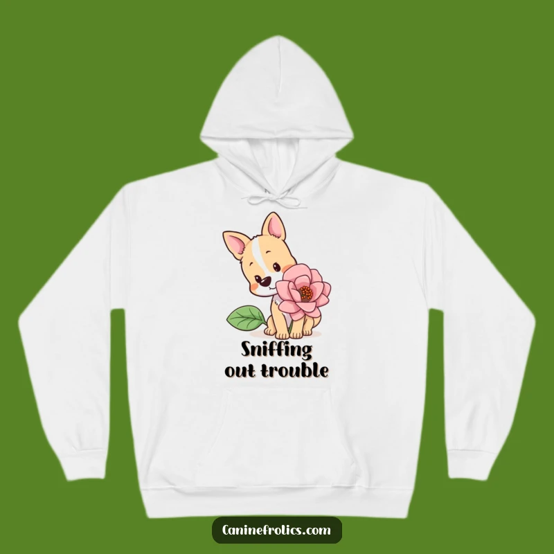 Funny Curious Dog Flower Hoodie A Cozy Gift For Nature Lovers