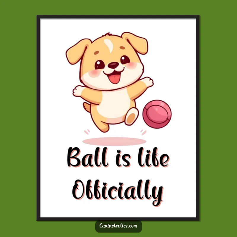 Free Printable Wall Art: Funny Dog Leaping for Ball, Whimsical Downloadable Decor