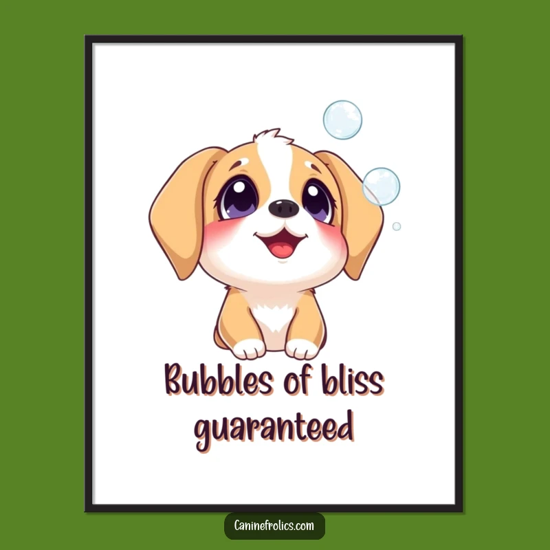 Funny Free Printable Wall Art: Dog Watching Bubbles, Whimsical Downloadable Decor