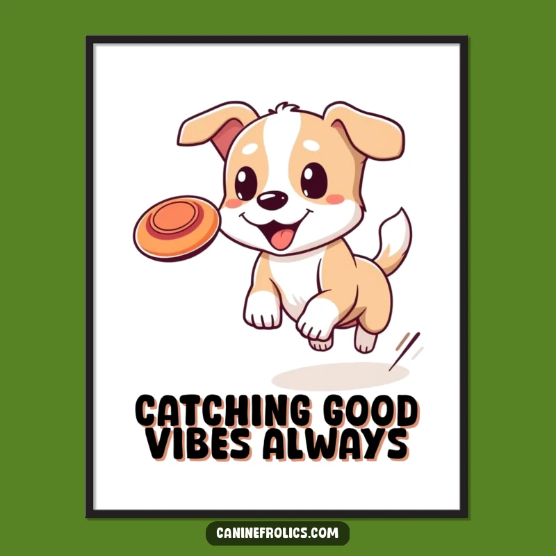 Free Printable Wall Art: Hilarious Dog Frisbee Action, Funny Dog Art Downloadable Decor for Dog Lovers