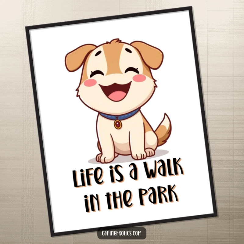 Funny Free Printable Wall Art: A dog joyfully panting on a sunny day, capturing pure outdoor bliss and happiness.