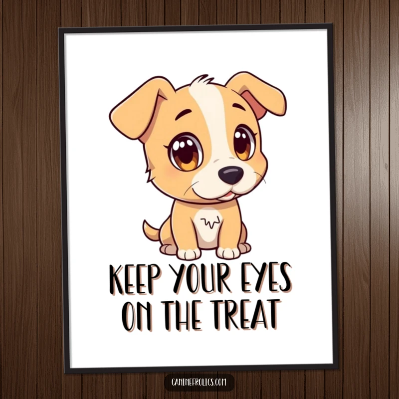 Funny Free Printable Wall Art: Dog with wide, attentive eyes watching a distant, interesting object with rapt attention.