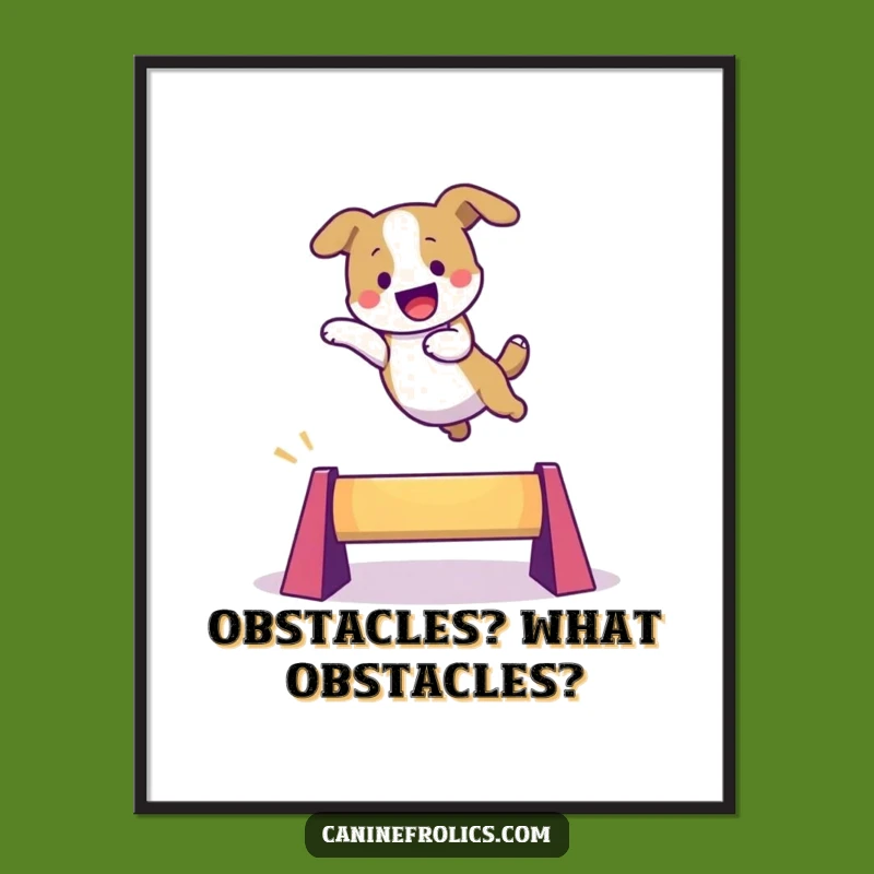 Free Printable Wall Art: Dog Leaping Obstacle, Funny Action Dog Decor