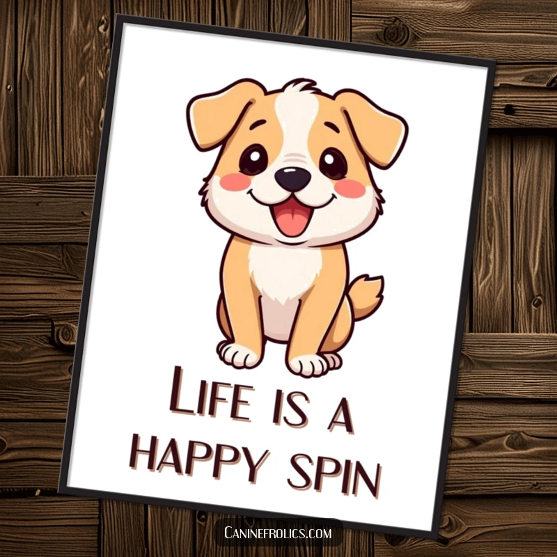 Funny Free Printable Wall Art: Dog in mid-zoomie spin, motion lines, pure exhilaration, vibrant colors.