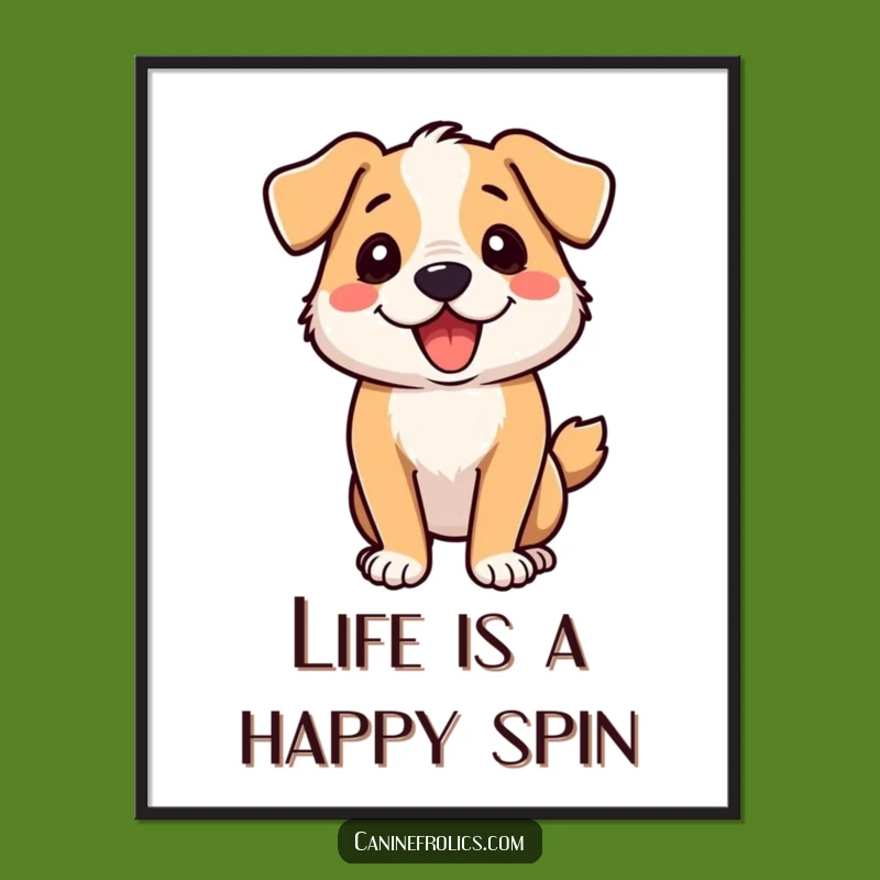 Free Printable Wall Art: Dog Zoomie Spin, Energetic Dog Downloadable Decor