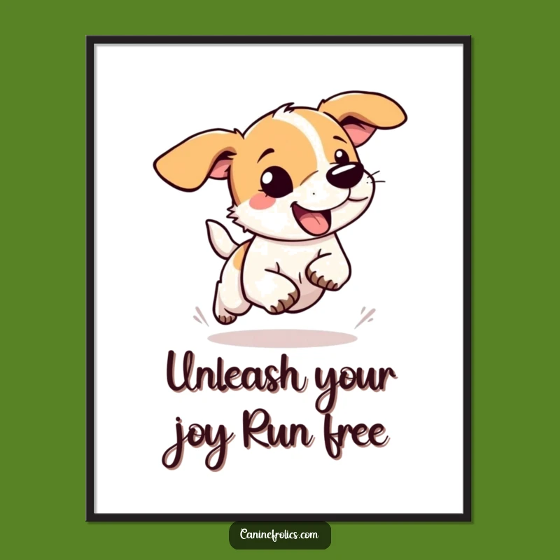 Funny Free Printable Wall Art: Dog Running Wild, Ears Flopping, Downloadable