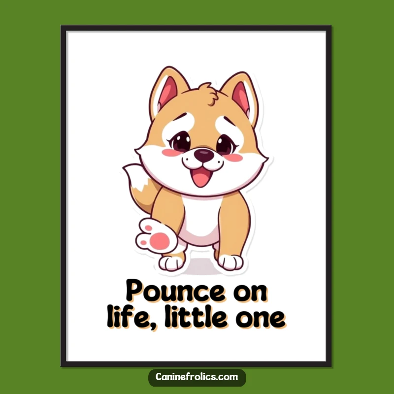 Funny Free Printable Wall Art: Ready to Pounce Dog, Energetic Downloadable Decor!