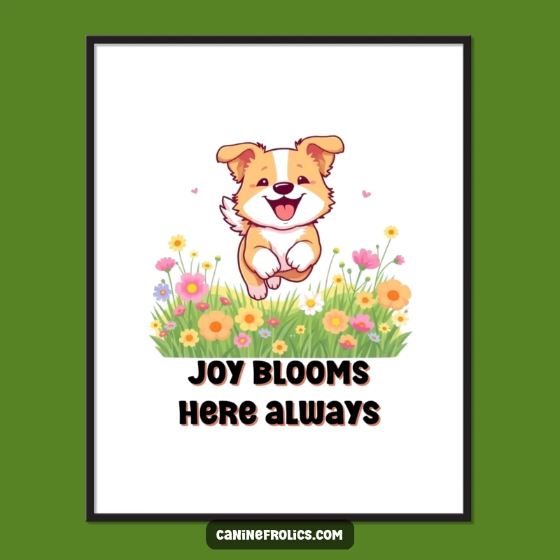 Free Printable Wall Art: Pure Joy Dog in Flowers, Downloadable Nature Art for Happy Homes