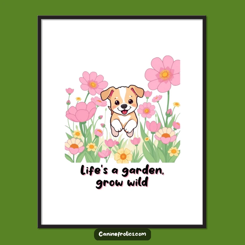 Free Printable Wall Art: Funny Puppy Flower Field Dog Scene for Charming Home Decor!