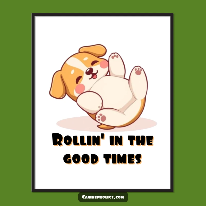 Free Printable Wall Art: Dog Rolling Happy, Hilarious Downloadable Decor!