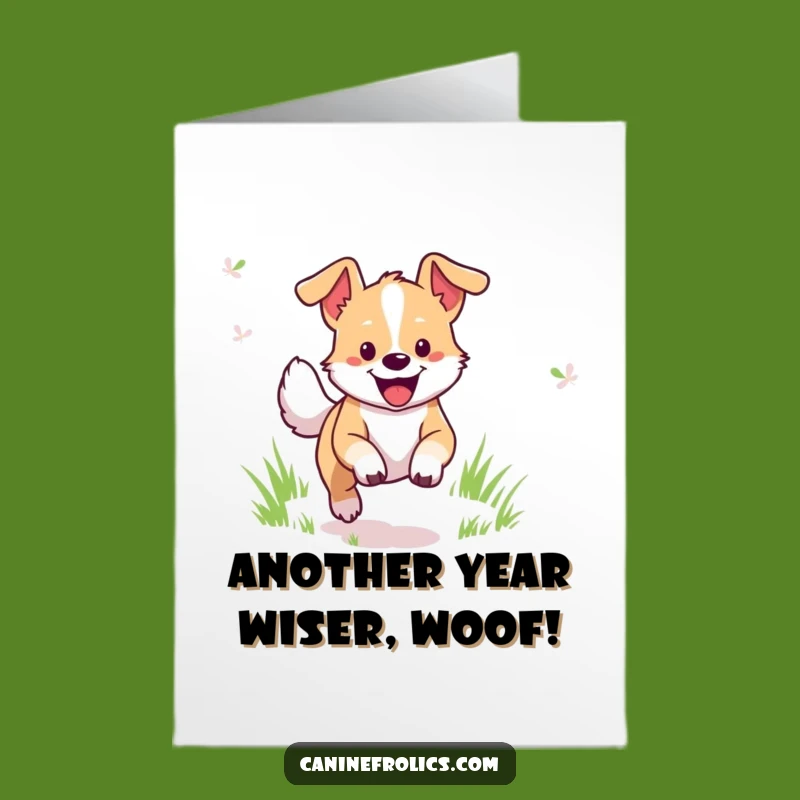 Free Printable Birthday Card: Cheerful Dog Bounds Joyfully, Perfect Funny Downloadable Gift