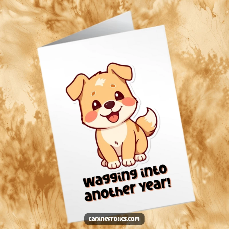 Funny Free Printable Birthday Card: A dog's tail wags with pure delight, showcasing happiness for a downloadable gift.