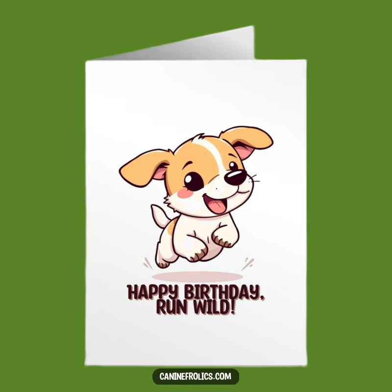 Free Printable Birthday Card: Floppy-Eared Dog Runs Wild, Funny Downloadable