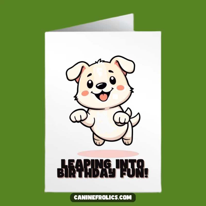 Free Printable Birthday Card: Jumping Dog's Energetic Paws for a Hilarious Dog Lover