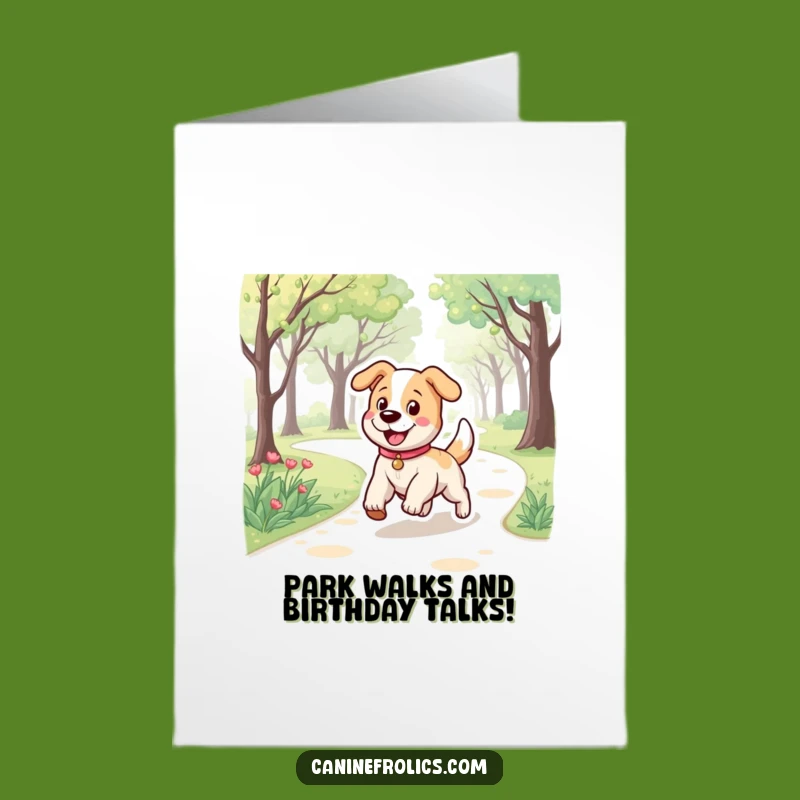 Free Printable Birthday Card: Bouncy Dog Trotting Joyfully, Funny Dog Lover Downloadable Gift