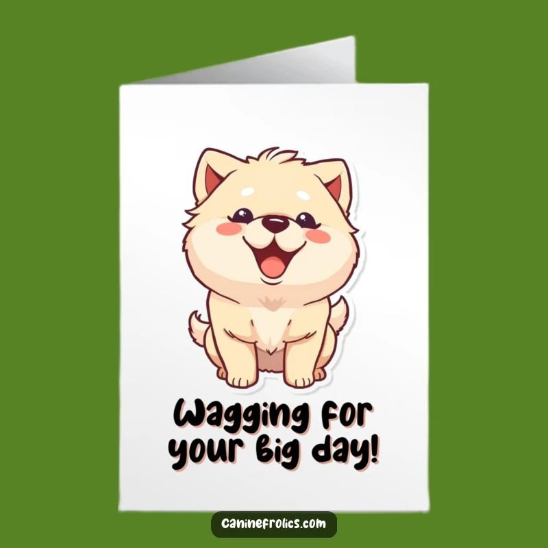Free Printable Birthday Card: Fluffy Dog Grin, Wagging Tail, Funny Dog Lover Gift