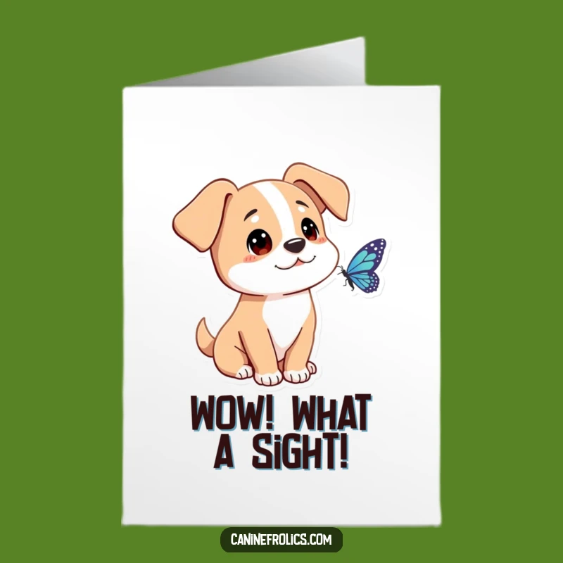 Free Printable Congrats Card: Curious Dog, Butterfly, Funny Joyful Dog Gift