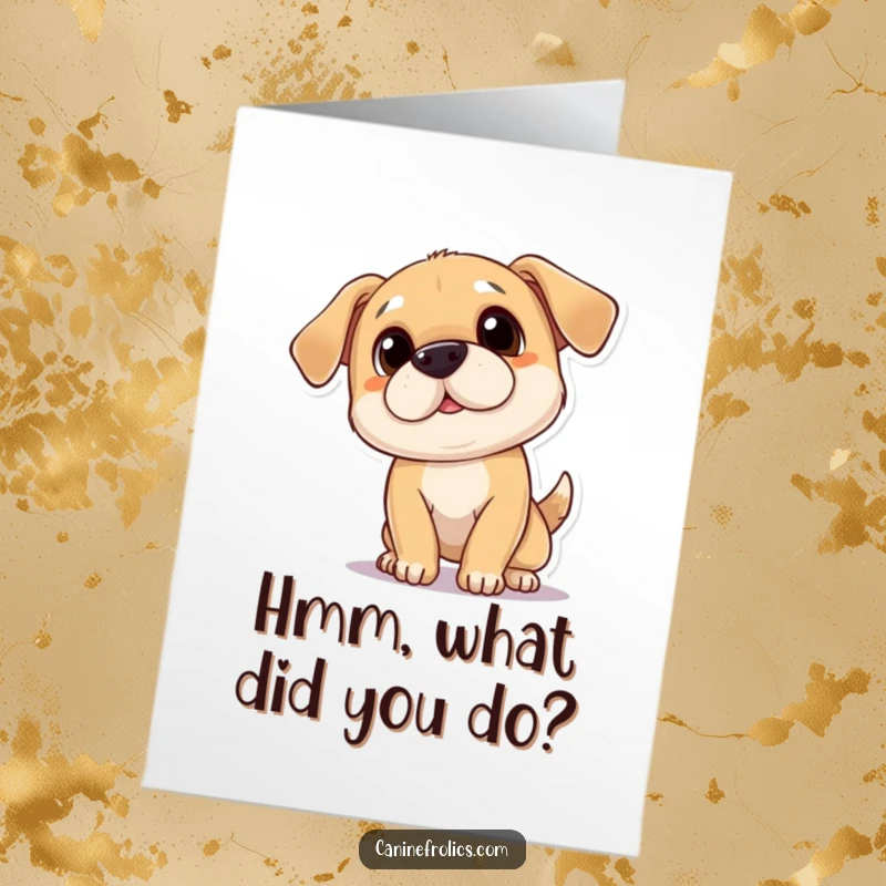 Funny Free Printable Congratulations Card: A playful dog tilts its head, its curious expression full of wonder.